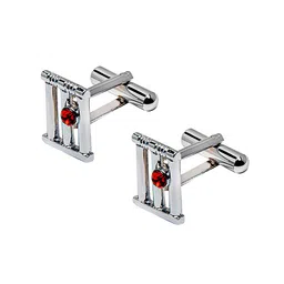 bodha Silver-Plated Red Cricket Stump Shaped Cufflink image 5