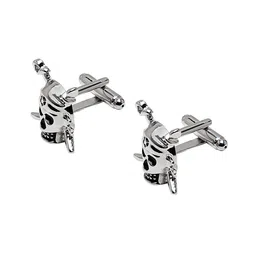 bodha Silver-Plated Pirate Skull Skeleton Cufflink image 4