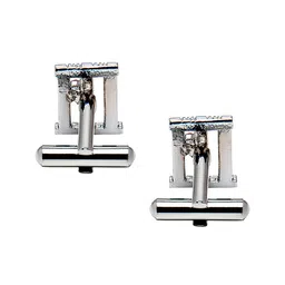 bodha Silver-Plated Red Cricket Stump Shaped Cufflink image 4