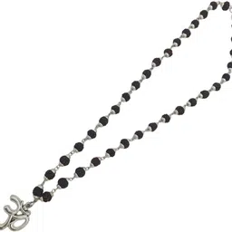 khushal enterprise Mahakal Locket with Rudraksha Mala, Trishul Damru Pendant, Spiritual Shiva mala Beads Silver Plated Brass, Wood Chain image 5
