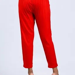 pxs Women Regular Fit Red Pure Cotton Trousers image 2