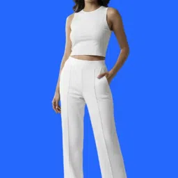 laxmisports Women Straight Fit White Cotton Blend Trousers-picture-19