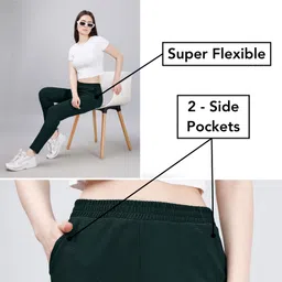 leewan Women Self Design Dark Green Track Pants image 4