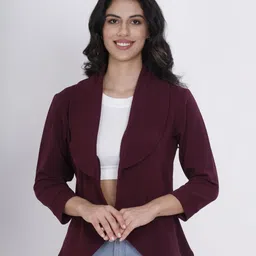 miss balika Women Solid Mandarin Casual Blazer image 1