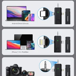 grenaro Mic For Youtube, 3 in 1 Wireless Mic for Camera Plug, Mike For Vlogging Microphone image 3