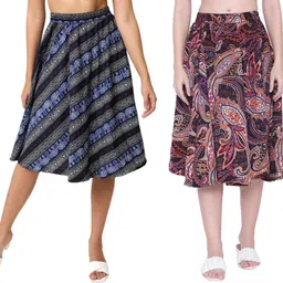 manat diva Women Printed A-line Multicolor Skirt-picture-44