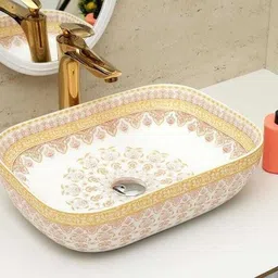 Premium Quality Ceramic Glossy Moroccan Art Basin For Bathrooms & Living Room MR-05 [18 x 13 x 5 ]INCH Table Top Basin-image-91