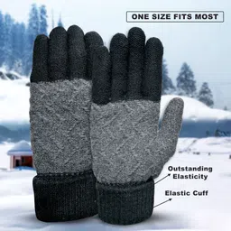 loom legacy Solid, Self Design, Woven Winter Men Gloves image 5