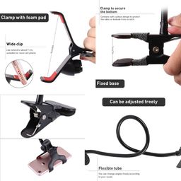 ROYAL SCOT GREY Metal Lazy Long Arm Gooseneck Flexible 360 Degree Mobile Stand for Smartphone Mobile Holder image 4