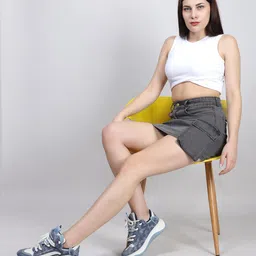 swishin Women Solid Straight Grey Skirt-picture-11