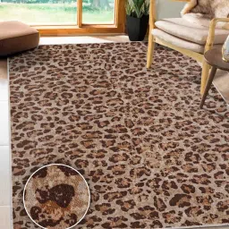 kaleen india Chocolate Abstract Polyester 4' X 6' Machine Made Carpet image 1