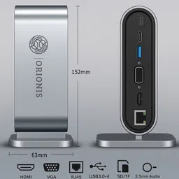Orionis 12-in-1 USB-C Laptop Docking Station with 4K HDMI, 1080P VGA, RJ45 Ethernet, USB 3.0×4 | SD/TF | 3.5 mm Audio | USB-C | 100 W PD | USB Hub | 12 in 1 USB hub USB Hub image 2
