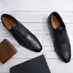 louis stitch Olive Black Wingtip Brogue Lace Up Shoes LSRGBGJB Brogues For Men image 2