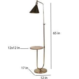 sapphire Peri Black Fabric Shade Shelf Floor Lamp With Wood Base image 4