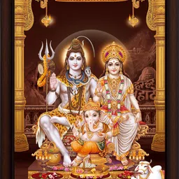 masstone Lord Shiva and Parvati ji Religious UV Coated Matt textured Framed Digital Reprint 20 inch x 14 inch Painting-picture-12