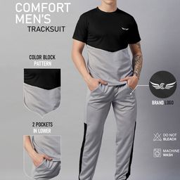 chrome & coral Colorblock Men Track Suit image 3