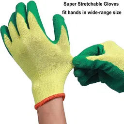 crewbolt Hand Safety Anti Slip Latex Coated Nylon Anti Cut Resistant Yellow Green Gloves Gardening Shoulder Glove image 4