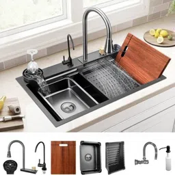 q-image Multifunctional Waterfall Kitchen Sink 304 GRADE All in One 30x18 inch Vessel Sink-picture-22