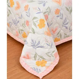 florida White Microfiber Floral 180 GSM Double Size Reversible Comforter image 3