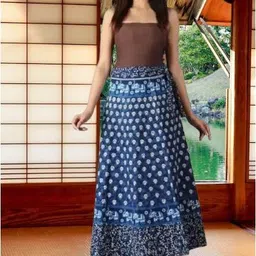 tankaviss Women Printed Regular Blue Skirt image 1