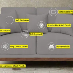 febonic Luca Fabric 2 Seater Sofa In Hazel Beige Colour image 3