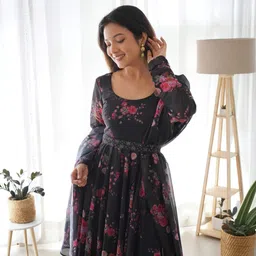 jash creation Women Fit and Flare Black Maxi/Full Length Dress-picture-15