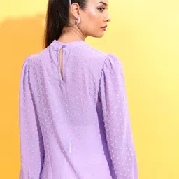tokyo talkies Casual Regular Sleeves Self Design Women Purple Top image 2