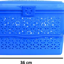 heart home Plastic Plastic Multipurpose Trendy Shopping Small Basket with Lid (Blue) Storage Basket image 3