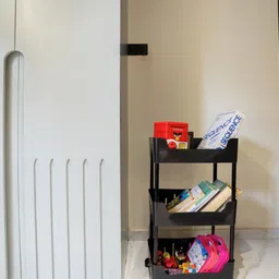 vm bond Multi-Purpose Plastic Storage Organizer 3-Tier Rack with Wheel Bathroom & Office Plastic Kitchen Trolley image 3