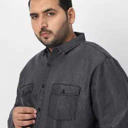 urbano plus Men Regular Fit Washed Spread Collar Casual Shirt image 3