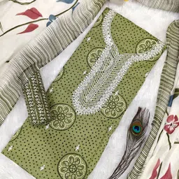 zubeda fashion Unstitched Pure Cotton Salwar Suit Material Embroidered, Printed-picture-43