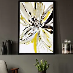 art street Canvas Framed Yellow & White Floral Art Print image 1