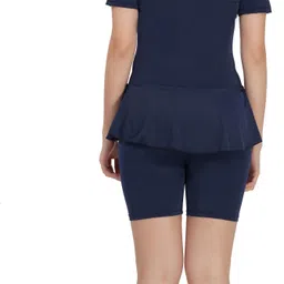 lebami One Piece Bathing Suit Swimdress Swimsuit Swimming Costume For Women Solid Women Swim-dress Blue Swimsuit image 2