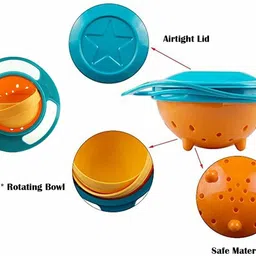jyotcreation No Spill Gyro Bowl for Baby & Kids/ 360 Degree Rotation Spill Proof Food Bowl- heavy plastic image 3