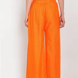 go gazab Women Regular Fit Orange Viscose Rayon Trousers image 2