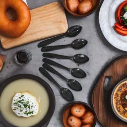 evaware international Black Spoon Disposable Melamine Dessert Spoon Set image 4