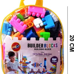 planet of toys Big Size Building Blocks for Kids/Train Blocks with Pearl Finish Bag Packing, Best Gift Toy, Block Game for Kids, Boys and Girls - Certified Quality Checked 110 Pcs Blocks (Multi Colors) image 3