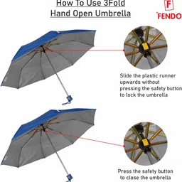 fendo Aura 3 Fold Hand Open 21.5 Monsoon UV Protection For Women,Girls Umbrella image 4