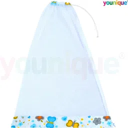 younique Cotton Infants Washable Mosquito Net for Baby Cradle / Mosquito Net For Baby Jhula / Baby Swing with Zip Opening (0-3 Yrs) - Blue Butterfly Mosquito Net image 5