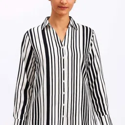 fabricemporium Women Comfort Fit, Regular Fit Striped Button Down Collar Casual Shirt-picture-10