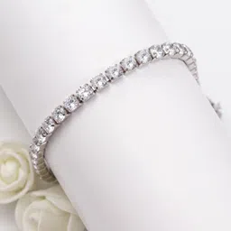 giva Sterling Silver Zircon Rhodium Bracelet-picture-38