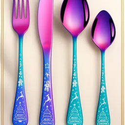 sapient 24 Pcs Gradient Rainbow Spoon Fork Knife Dinner Set Daily Festive Use rust-free Stainless Steel Cutlery Set image 5