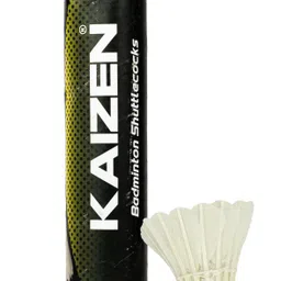 kaizen Badminton Shuttle Gold High-Durability Feather Shuttle - White-picture-32