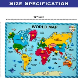 primitoys Wooden World Map Puzzle – Geography Learning (Continents, Countries & Oceans) image 3