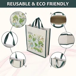 double r bags Eco-Friendly, Reusable & Multi-Purpose Cotton Canvas Bag With Reinforced Handles Pack of 3 Grocery Bags image 2