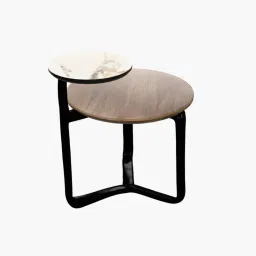 furnisto Minimalist Marble Top Walnut Solid Wood Coffee Table in Walnut Finish image 4