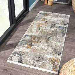 Cream Polyester 5 x 2 Feet Machine Bedside Runner-image-91