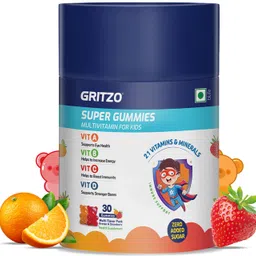 gritzo Super Gummies, Multivitamin for Kids, 21 Vitamins & Minerals, Multi Flavour image 1