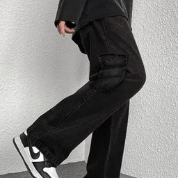 ftx Men Loose Fit Mid Rise Black Jeans image 2