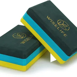 Blue green Pro Yoga Blocks + Yoga Belt | High Density Premium TPE Foam Material- Yoga Blocks-image-9